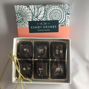 Dark Chocolate Covered Original Smoked Salt Hoss Caramels-6 piece box